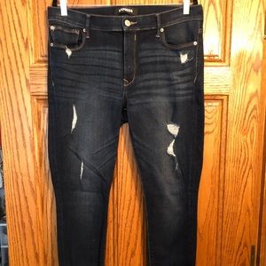 Express Mid Rise Ripped Super Skinny Jeans